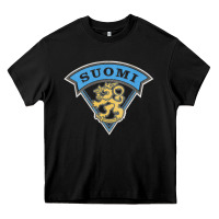 Black faded style suomi finland lion design Heavy Core Tee - linhVisuals