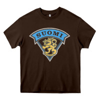 Chocolate Brown faded style suomi finland lion design Heavy Core Tee - linhVisuals