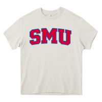 Cream The SMU Athletics wordmark Heavy Core Tee - linhVisuals