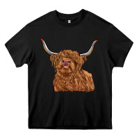 Black highland cow Heavy Core Tee - RanaPortraitStore