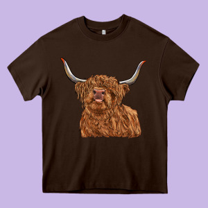 Highland Cow Heavy Core Tee Designed By Ranaportraitstore