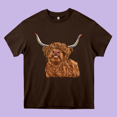 Highland Cow Heavy Core Tee Designed By Ranaportraitstore