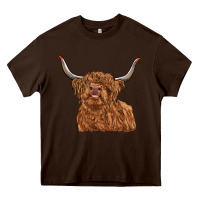 Chocolate Brown highland cow Heavy Core Tee - RanaPortraitStore
