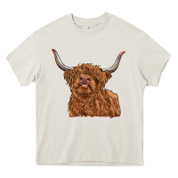 Cream highland cow Heavy Core Tee - RanaPortraitStore