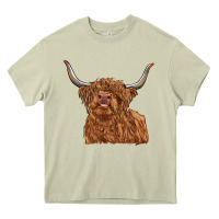 Mossy highland cow Heavy Core Tee - RanaPortraitStore