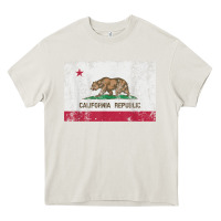 Cream california flag womens mens heavy distressed vintage gift t shirt Heavy Core Tee - linhVisuals