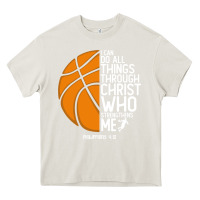 Cream christian basketball i can do all things through christ philippians 41 Heavy Core Tee - linhVisuals