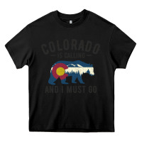 Black colorado is calling and i must go state flag with wild bear Heavy Core Tee - linhVisuals