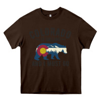 Chocolate Brown colorado is calling and i must go state flag with wild bear Heavy Core Tee - linhVisuals