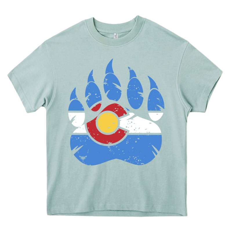 Colorado State Flag Bear Paw Print Pocket Place Heavy Core Tee by linhVisuals | Teevron
