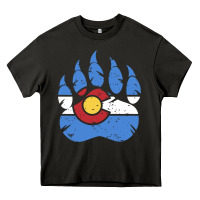 Asphalt colorado state flag bear paw print pocket place Heavy Core Tee - linhVisuals