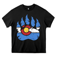 Black colorado state flag bear paw print pocket place Heavy Core Tee - linhVisuals