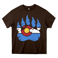 Chocolate Brown colorado state flag bear paw print pocket place Heavy Core Tee - linhVisuals