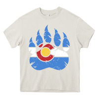 Cream colorado state flag bear paw print pocket place Heavy Core Tee - linhVisuals