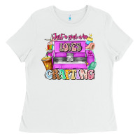White Just A Girl Who Loves Crafting Ladies Tee - CowhideDigitalArt
