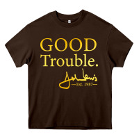 Chocolate Brown good trouble john lewis signature Heavy Core Tee - linhVisuals
