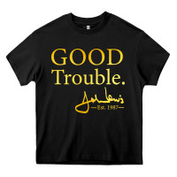 Black good trouble john lewis signature Heavy Core Tee - linhVisuals
