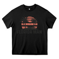 Black florida man state funny meme vintage palm trees and sunset retro sun Heavy Core Tee - linhVisuals