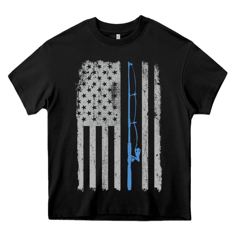 Fishing American Flag Vintage Fishing Rod Patriotic 4ht Of July Gift F Heavy Core Tee by linhVisuals | Teevron