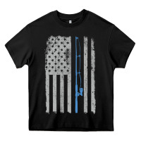 Fishing American Flag Vintage Fishing Rod Patriotic 4ht Of July Gift F Heavy Core Tee | Teevron