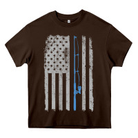 Chocolate Brown fishing american flag vintage fishing rod patriotic 4ht of july gift f Heavy Core Tee - linhVisuals