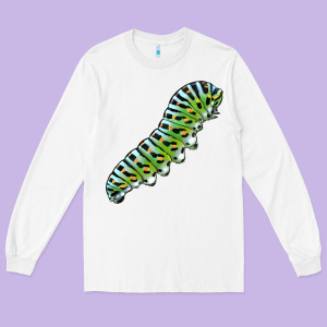 Papilio Machaon Caterpillar Long Sleeve Tee Designed By Lillyallendesigns