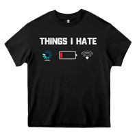 Black funny things i hate low battery and wifi connection Heavy Core Tee - linhVisuals