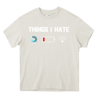 Cream funny things i hate low battery and wifi connection Heavy Core Tee - linhVisuals