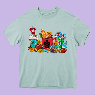 Coffee And American Football Coffee Cups Heavy Core Tee Designed By Fadigitalartstudio