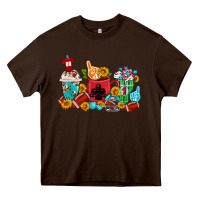 Chocolate Brown Coffee And American Football Coffee Cups Heavy Core Tee - FaDigitalArtStudio