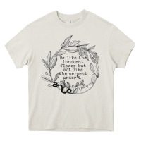 Cream Lady Macbeth Shakespeare Quote Heavy Core Tee - linhVisuals