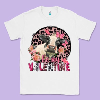 Be My Valentine Holstein Cow Valentine's Day Classic Tee Designed By Fadigitalartstudio