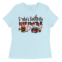 Santa's Favorite Firefighter Ladies Tee | Teevron