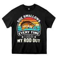 Black she swallows every time i bring my rod t  shirt she swallows every tim Heavy Core Tee - linhVisuals