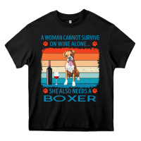 Black boxer t  shirt a woman cannot survive on wine alone she also needs box Heavy Core Tee - linhVisuals