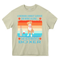Mossy boxer t  shirt a woman cannot survive on wine alone she also needs box Heavy Core Tee - linhVisuals