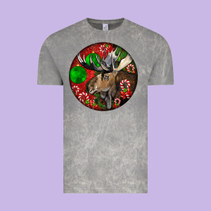 Moose Buck Deer Christmas Vintage Tee Designed By Lillyallendesigns