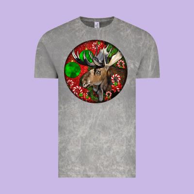 Moose Buck Deer Christmas Vintage Tee Designed By Lillyallendesigns