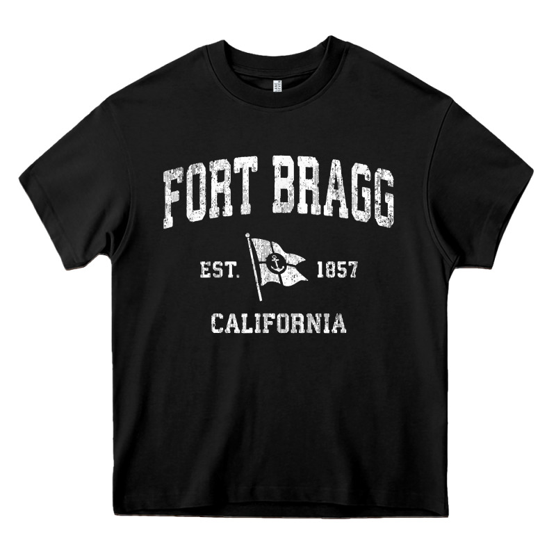 Fort Bragg California Ca Vintage Boat Anchor Flag Design Tee Heavy Core Tee by linhVisuals | Teevron