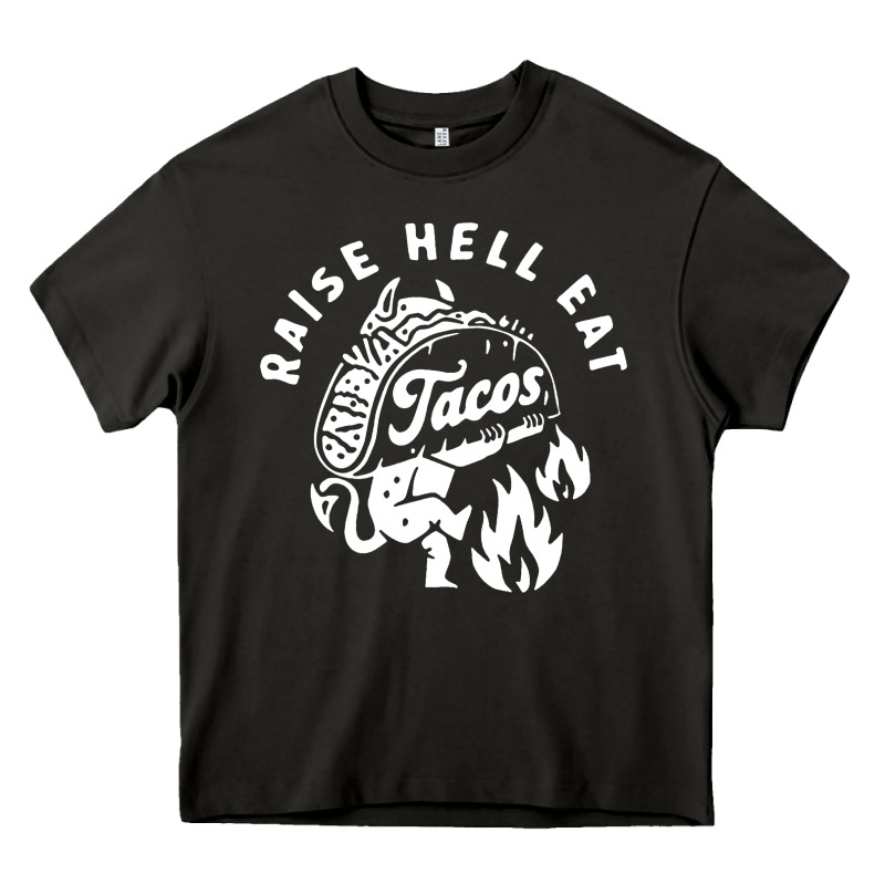 Raise Hell Eat White Heavy Core Tee by linhVisuals | Teevron