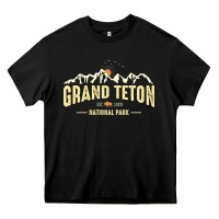 Black grand teton national park est 1929 vinage wyoming mountains graphic Heavy Core Tee - linhVisuals