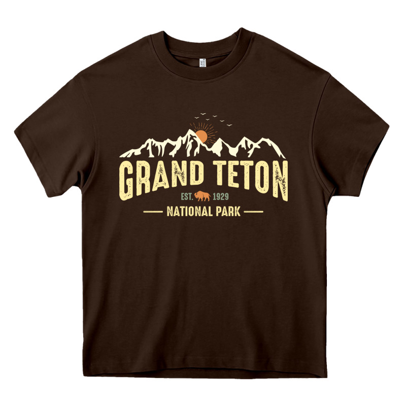 Grand Teton National Park Est 1929 Vinage Wyoming Mountains Graphic Heavy Core Tee by linhVisuals | Teevron