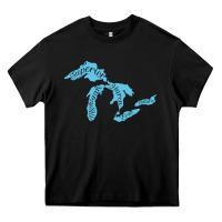 Black great lakes of michigan Heavy Core Tee - linhVisuals