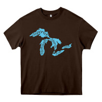 Chocolate Brown great lakes of michigan Heavy Core Tee - linhVisuals