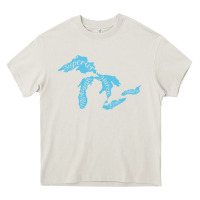 Cream great lakes of michigan Heavy Core Tee - linhVisuals