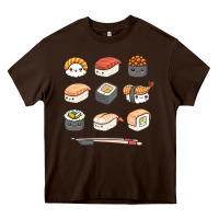 Chocolate Brown happy sushi kawaii anime japanese food lover funny illustration gift Heavy Core Tee - linhVisuals