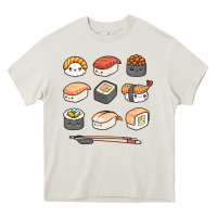 Happy Sushi Kawaii Anime Japanese Food Lover Funny Illustration Gift Heavy Core Tee | Teevron