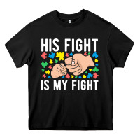 Black his fight is my fight autism dad mom fist bump cute supportive awarene Heavy Core Tee - linhVisuals