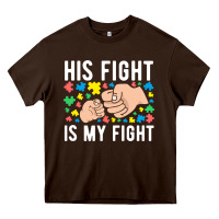 Chocolate Brown his fight is my fight autism dad mom fist bump cute supportive awarene Heavy Core Tee - linhVisuals