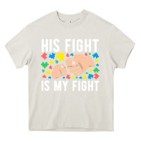 Cream his fight is my fight autism dad mom fist bump cute supportive awarene Heavy Core Tee - linhVisuals